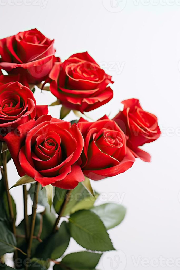 red roses on a white background providing room for text featuring beautiful flowers photo کفش کاترپیلار اصل